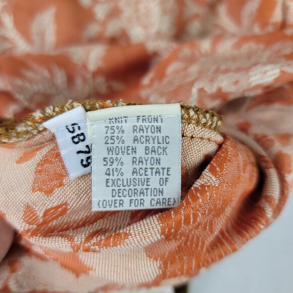 90s Susan Bristol Brocade Vest Small Ornate Orange Brown Woven Back Vintage New - Picture 8 of 11